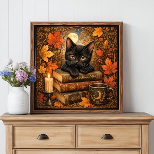 CRZMODE Halloween Paint by Numbers Kit for Adults, Halloween Cat 16x16 inch