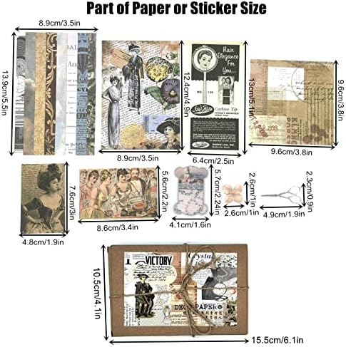 Esweny 200 Pieces Vintage Ephemera Scrapbooking Supplies Pack for Decoupage, Collage Craft, Notebooks, Album, Planners, Paper Scrapbook Stickers Kit (Retro)