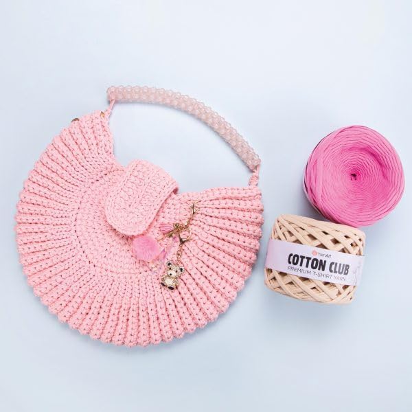 YARNART Cotton Elastic Fabric Spaghetti Premium T-Shirt Knitting Yarn for Bag Basket Cushion Crocheting Projects and Home Decor, Super Bulky (Pack of 1) (7349)