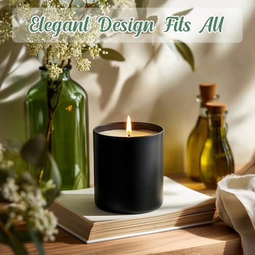 SUPMIND 12Pcs Candle Making Jars, 14 fl.oz Black Empty Glass Jars in Bulk