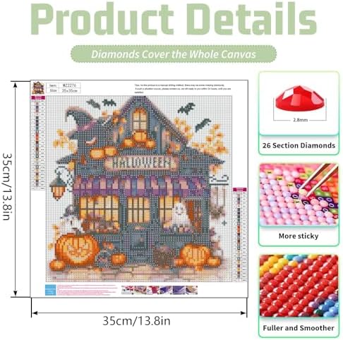 Xylogist Halloween Diamond Art Kits for Adults 14x14 Inch