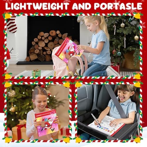 CHICAUP Christmas Paint with Water Coloring Books for Kids, Xmas Season Watercolor Painting Kit Painting Activity for Kids Ages 3-5 4-8, Mess Free Arts Crafts Drawing Gift Toy for Boy Girl