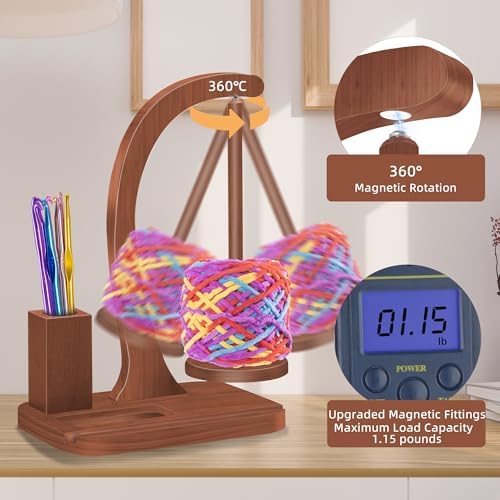 FOGWOWO Yarn Holder for Crocheting,with Storage & Phone Stand,Crochet Gifts