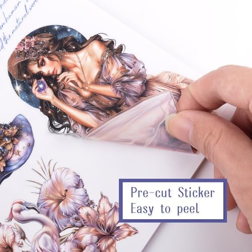 Astrology Sticker Book for Journaling, Pre-Cut Gorgeous Scrapbook Sticker for Adults Women, Transparent PET Washi Paper Materials for Collage Art, Card Making, Junk Journal