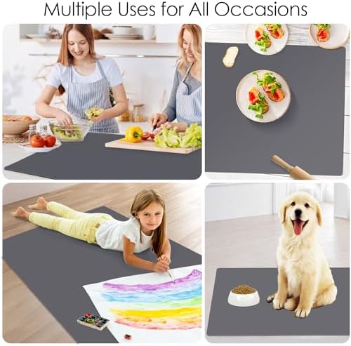 Extra Large Silicone Mat for Kitchen Counter 36" x 24" Silicone Table Mat for Resin Workbench Mat Heat Resistant Mat Coffee Bar Mat,Dark Gray