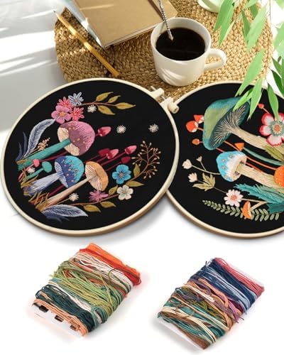 TINDTOP 2 Pack Embroidery Kit for Adult, Embroidery DIY Starter Kit