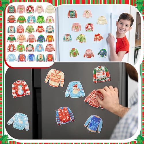 30 Pcs Christmas Magnetic Diamond Art Painting Magnets