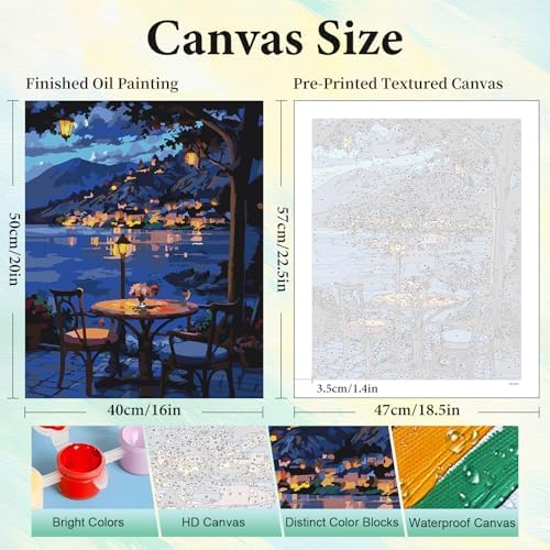 Paint by Numbers Kit for Adults, Night DIY Acrylic Painting Kit, 16x20 Inch
