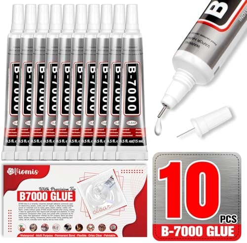 B7000 Bedazzling Glue (10 Pack, 15ml), Clear Rhinestone Jewelry Adhesive | B7000 Glue with Precision Tip for Crafts, Fabric, Clogs & Nail Art