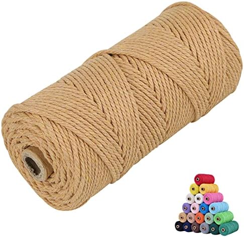 Macrame Cotton Cord 3mm x 109Yards, Coffee Natural Macrame Rope, Perfect Macrame Supplies Cotton Cord for Macrame Plant Hangers DIY Crafts (Coffee, 3mm*109Yards)