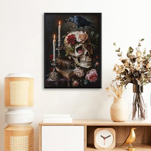 Skull Diamond Art Kits for Adults Beginners 12x16 in, DIY Craft Gift