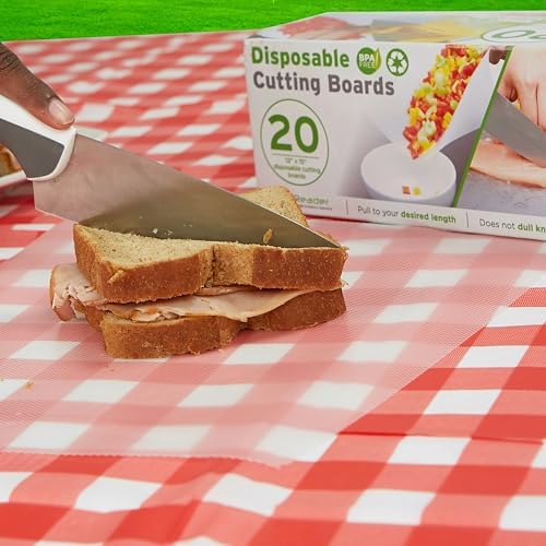 Mind Reader E-Z Board Disposable Plastic Cutting Board, Flexible, 20 sf, Camping, 13.78"L x 3.35"W x 3.74"H, 2 Pack, Clear