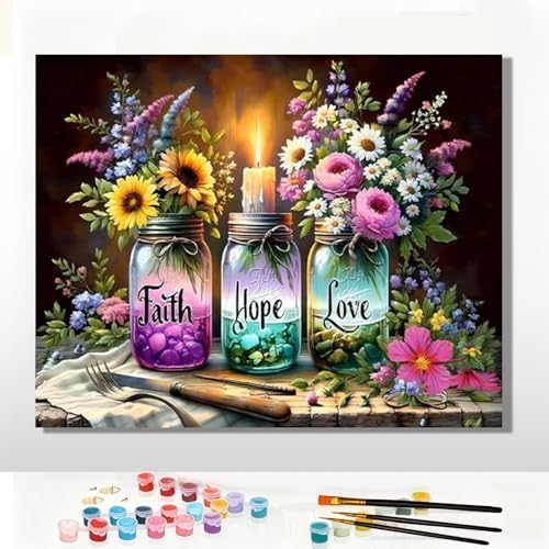 Pxzcrypha Faith Hope Love Paint by Number Kits for Adult Beginner 16X20inch