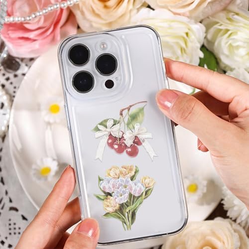 50 PCS Cute Preppy Stickers Watercolor Girl in Garden Stickers,Transparent Aesthetic Vinyl Decals for Scrapbooking Journal, Laptop, Phone Case DIY Travel Case Decal Gift