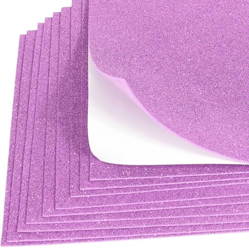 10 Sheets Glitter Cardstock Paper for St Patricks Day Decor, Easter Table Decorations, Self-adhesive Backs 30 X 20cm A4 Paper for Card DIY Scrapbook (Light Purple)