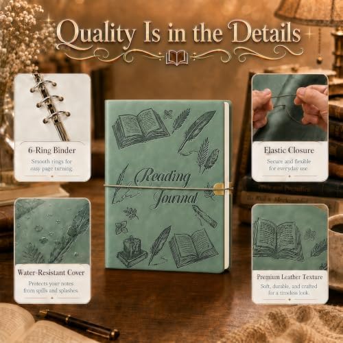 Reading Journal for Book Tracking PU Leather Journal (Sage Green)