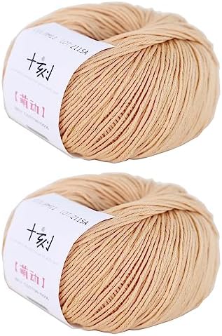 Fine Weight Knitted and Crocheted Cotton Yarn, 100% Long Staple Cotton Yarn, Baby Sports, 2 Packages of 100g/3.52oz (Per Skein 50g/162yards)-Ginger Yellow