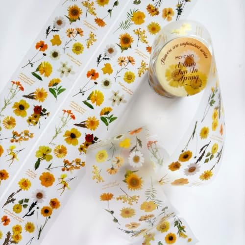 PET Tape Stickers for Scrapbooking Supplies,Floral Journal Stickers for DIY