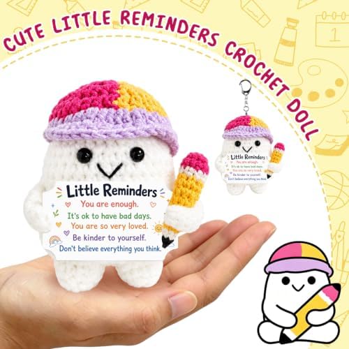 Positive Crochet Little Reminders Doll Keychain Back to School Supplies