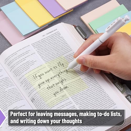 Mr. Pen- Transparent Sticky Notes, 3" x 3", 12 Pads, 600 Sheets | See Through Self-Adhesive Notes for Bible Journaling and Studying, Water-Resistant, Easy to Peel, Clean Removal