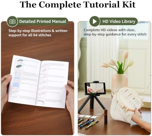 HEAMODON Embroidery Stitch Book Kit for Beginners, Hand Embroidery Kits for Adults, Embroidery Book Kit for Beginners