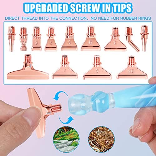 29 PCS Metal Thread Tips Diamond Painting Tools, 3 Art Pens,13 Upgraded Variety of Stainless Steel Tips, No Loosen, Diamond Painting Accessories for DIY Craft, (WBRR)