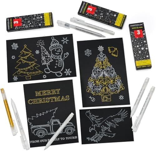 MARTCOLOR Gold Silver White Gel Pens, 3 Pack 0.5mm Fine Point Gel ink Pens