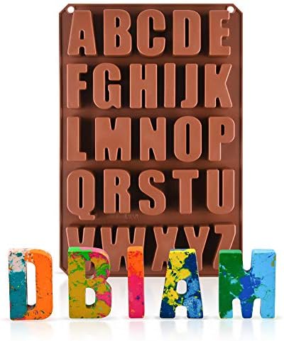 26 Cavities Large Letter Molds Silicone Alphabet Mold for Crayon, Resin, Chocolate, Candy, Wax, Cake Baking Decor (1)