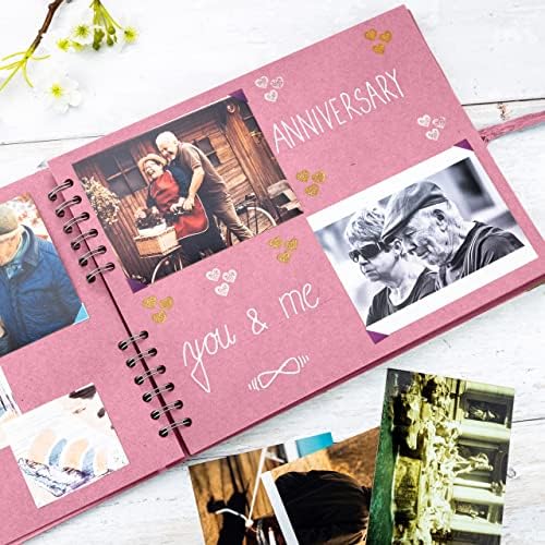 Bstorify Square Scrapbook Photo Albums 50 Pages (11 x 8.5 Inch) Pink | Hardcover with Thick 200 GSM Kraft Paper, Ideal for Your Scrapbooking Albums, Art & Craft Projects (Pink, 11 x 8.5 Inch)