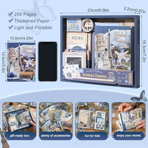miikoul Vintage Scrapbooking Supplies Kit for Teen Girl Kid Women Diy Gift