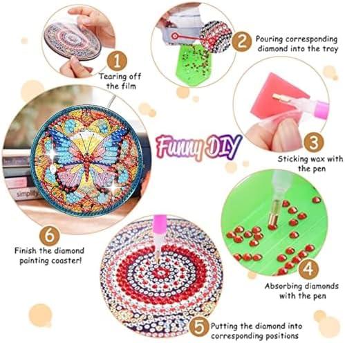 8 Pack Diamond Art Coasters,Butterfly Diamond Painting Coasters Kits