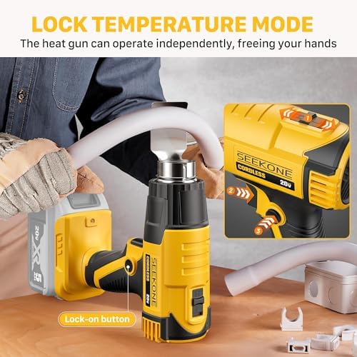 SEEKONE 20V Cordless Heat Gun 1022℉ and 572℉ for Shrink Tubing, 3D Printing