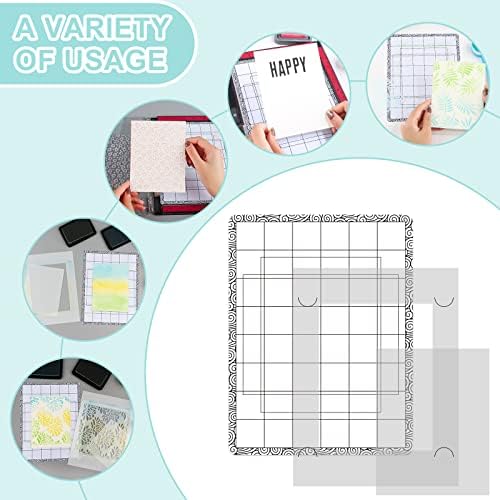 Sticky Non-Slip Flexible Gridded Stamp Mats Grid Sheets 2 PCS Low Stick Mat and 1 Blending Buddy Set,Laser Template with Stuckable Hole,Multi-Use Tack Adhesived Sheet Scrapbooking Craft Accessory