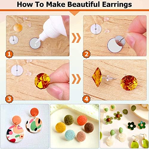 Hypoallergenic Earring Posts and Backs, Caffox 2000pcs Stud Earrings Making Kit with Ear Ring Base and Earring Backs for Leather Stud, Clay, Pearl Jewelry Making (Gold & Silver)