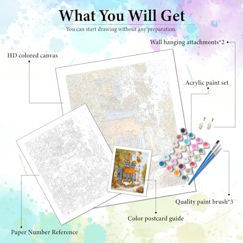 Coffee Shop Paint by Numbers Kit for Adults Without Frame 16x20 IN