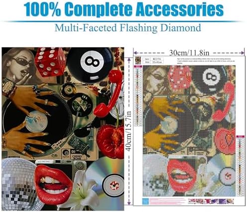 Diamond Art Kits for Adults, 5D Retro Collage Diamond Painting Kit 12x16 in
