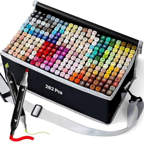 Alcohol Markers 262 Colors with Base Dual Tip Art Drawing Markers | for Anime Sketch Illustrations - Refillable