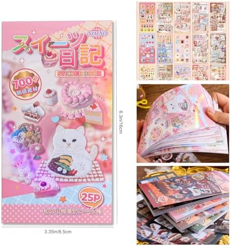 Girl's Japanese Retro Sticker Book, 700+ Kawaii Old Showa Style Embroidered Stickers, Sweet Dessert Theme for DIY Scrapbooking Journaling Handbook Decoration