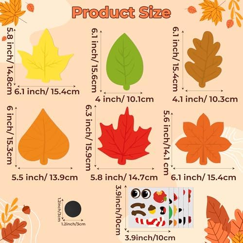 Haooryx Autumn Maple Leaves DIY Fall Leaf Magnet Stickers Art Craft Kit