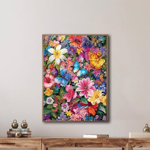 Diamond Art Kits for Adults Flower, Butterfly Diamond Painting 12x16inch