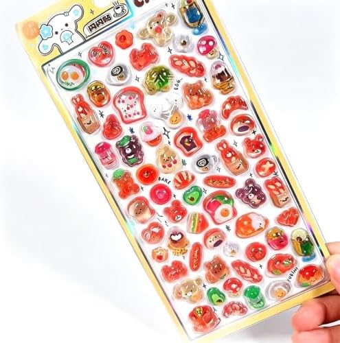 3D Puffy Stickers, Kawaii Resin Decorative Stickers for Phone Case, Notebook, Scrapbooking (Style-4)