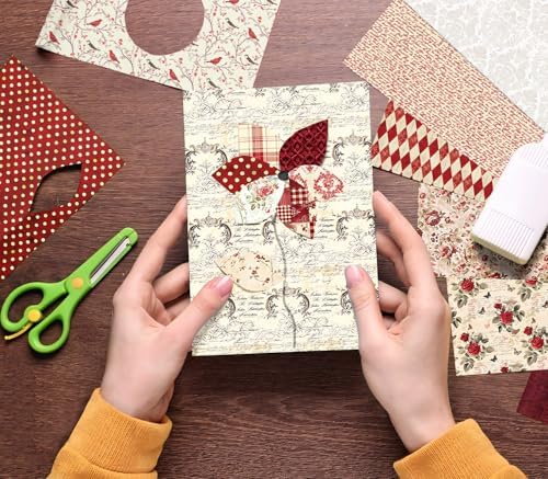 24 Sheets Red Aesthetic Scrapbooking Paper Pad - 6In x 6In Double Sided Flowers Patterns for Photos Album Journals Supplies Decorative Collage Origami DIY Crafts Gifts Wrapping