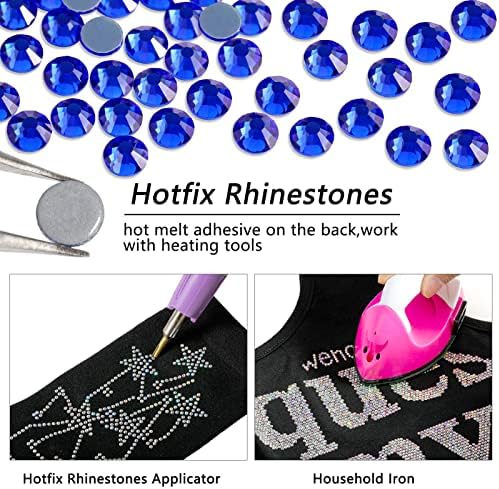 Beadsland Hotfix Rhinestones Bulk, Sapphire, SS6, 14400pcs,Royal Blue