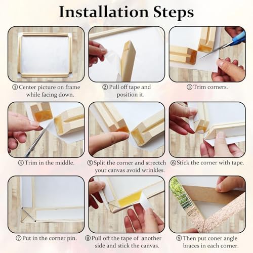 Texas Art DIY Wood Stretcher Bars for Canvas, Solid Wood Frame Kit, Easy to Assemble, Gallery Wrap for Oil Painting, Wall Posters, Customized Wooden Frame Kit for Diamond Painting, White, 30 x 32