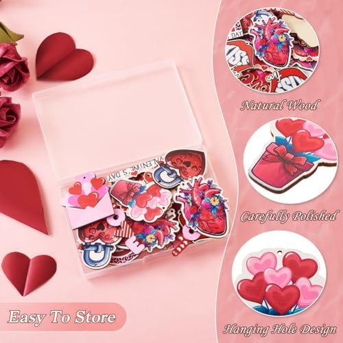 EEE ELECRELIVE Valentine Earring Making Kit 16pcs Wooden Dangle Charms Big Wood Pieces & 40pcs Earring Hooks 40pcs Jump Rings For Women Pierced Earrings Mothers Day Gift