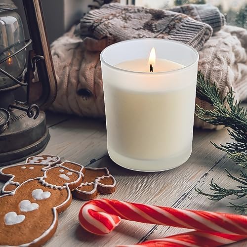 SHOWIN Thick Candle Jars for Making Candles 20 Pcs,10 OZ Empty Jars with Wood Lids for Candle Making, Sample Container, Frosted White