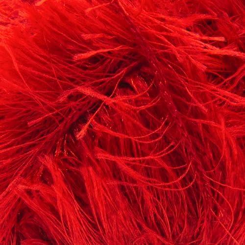 Estako Eyelash Yarn, Soft Fuzzy Faux Fur for Crochet and Knitting, Red
