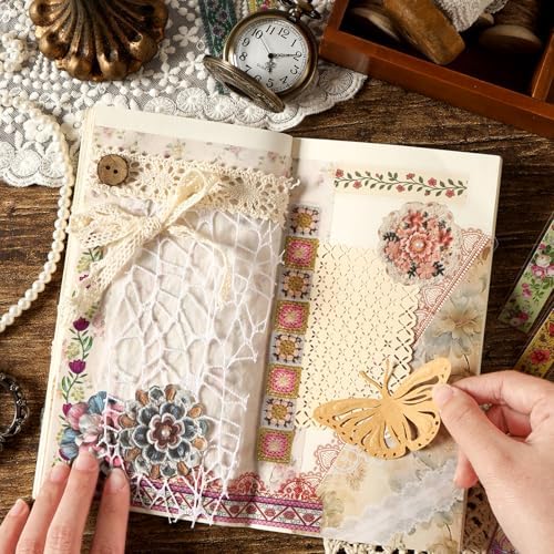 Woven Whispers Sticker Series Scrapbooking Supplies for Junk Journal, 120 Sheets PET Stickers - Vintage Journaling Stickers