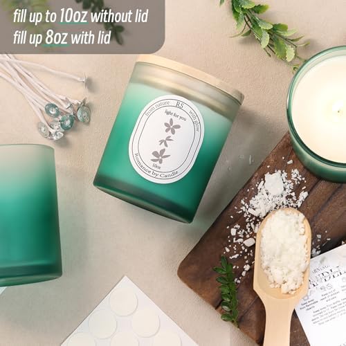 REISEN 12 Pcs 10oz Gradient Green Candle Jars for Candle Making Kit