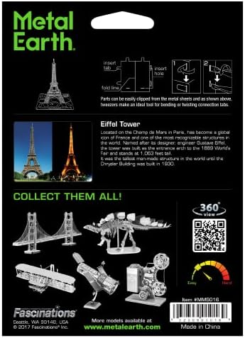 Metal Earth Eiffel Tower 3D Metal Model Kit and 3 Piece Tool Set Bundle Fascinations